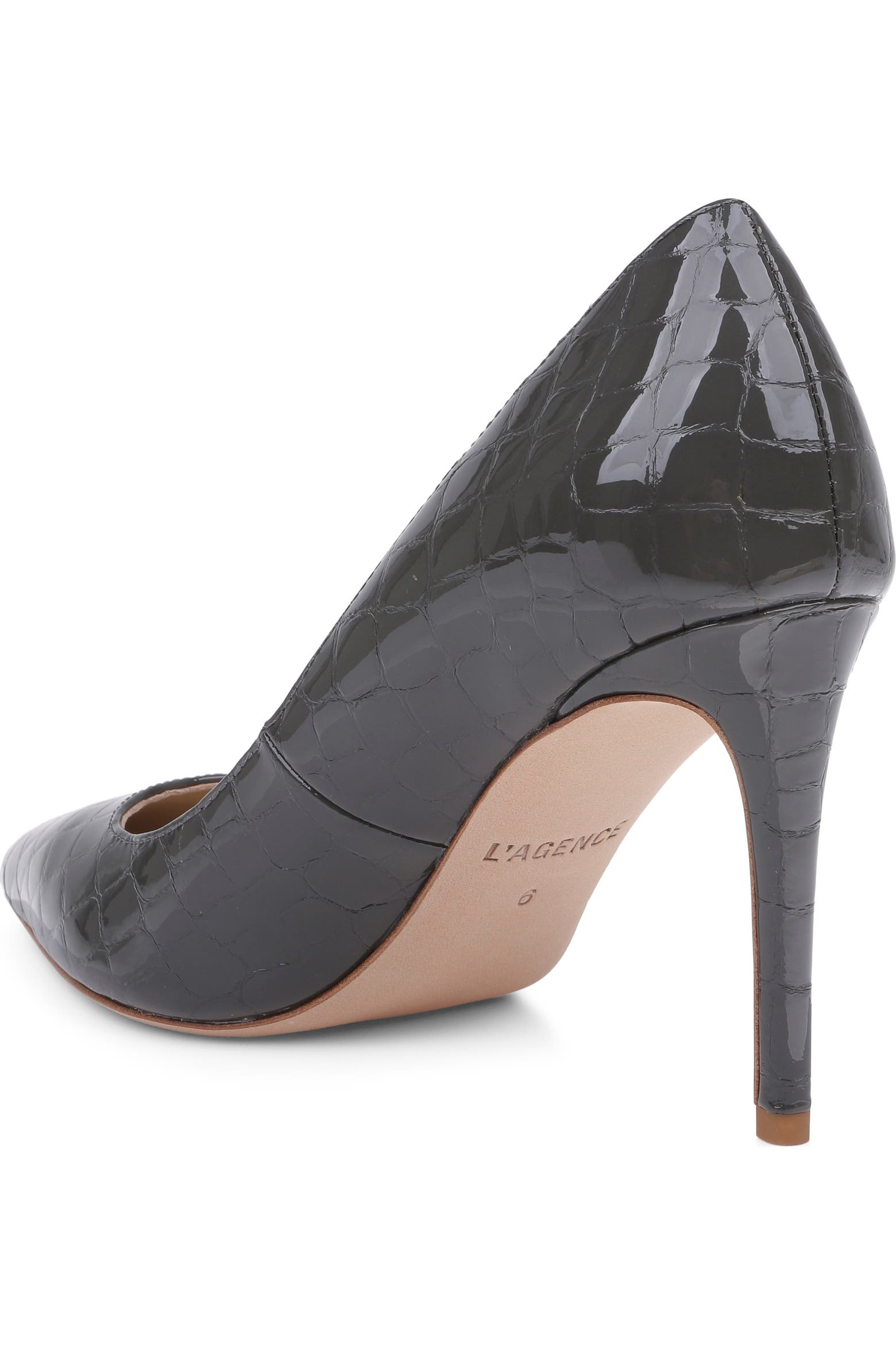 Gray Python Pump L'AGENCE Maelle Snake Print Embossed Leather Pump (Women) | Nordstrom