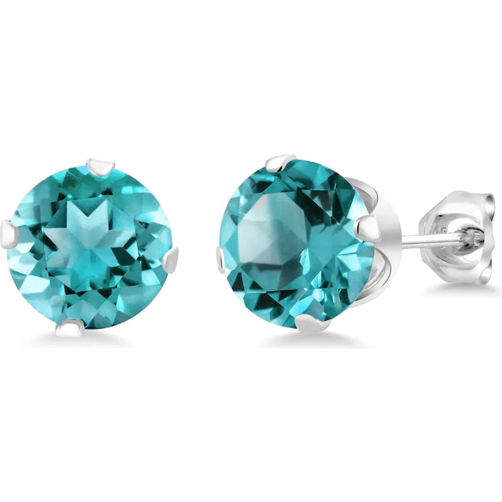 A & M A&m Round Cubic Zirconia Birthstone Stud Earrings In Aquamarine