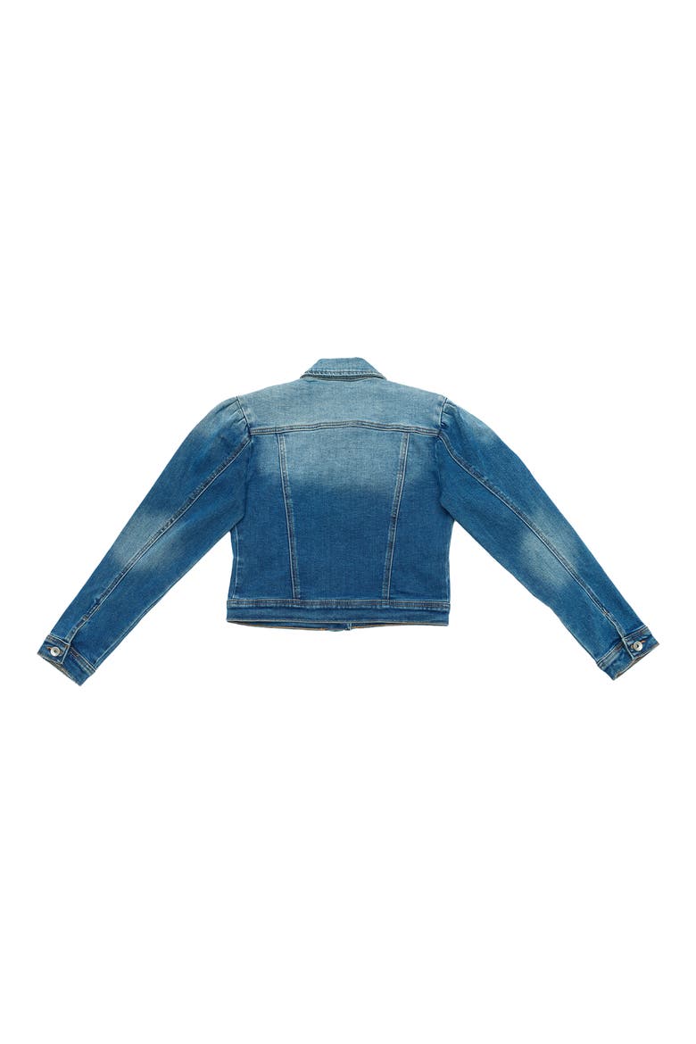 Puff Shoulder Crop Denim Jacket, Alternate, color, RAF