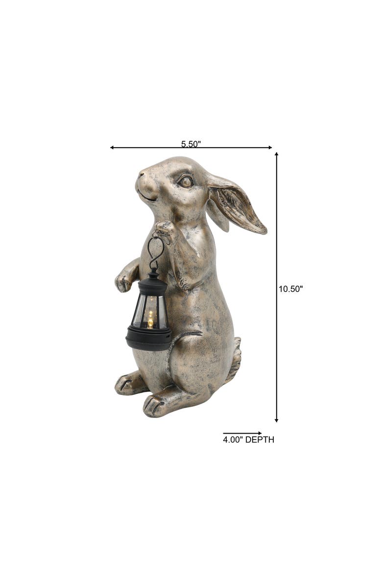 Resin Light Up Rabbit LED Decor Gold and Black for Spring Tabletop Lighting, Alternate, color, Gold