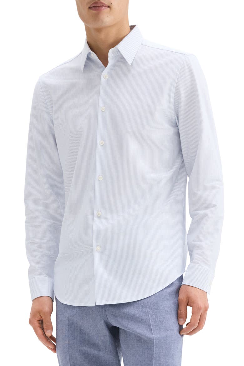 Sylvain Pinstripe Button-Up Shirt, Alternate, color, WHT/CLRSKY