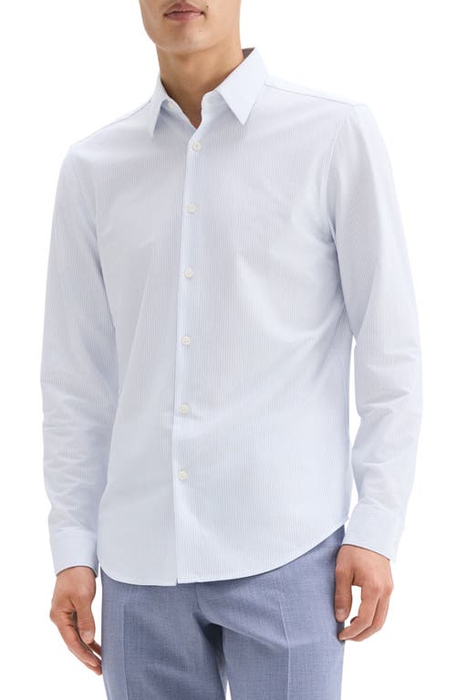 Shop Theory Sylvain Pinstripe Button-up Shirt In Wht/clrsky