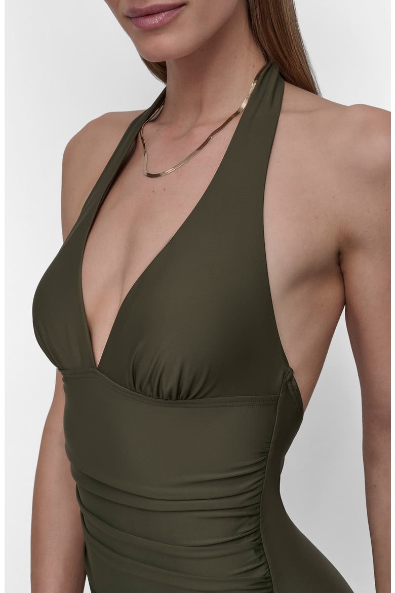 Halter One-Piece Swimsuit, Alternate, color, MOSS