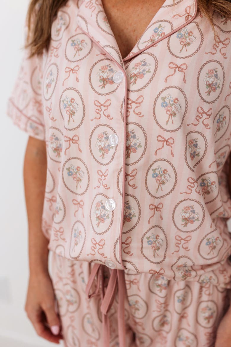 Blaire Button Up Pajama Set, Alternate, color, Floral Pink