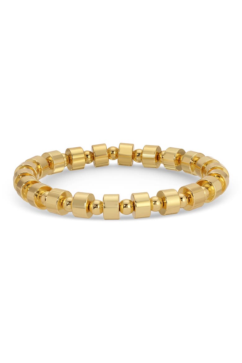 Men's Set of 2 Fleur Beaded Stretch Bracelets, Alternate, color, GOLD