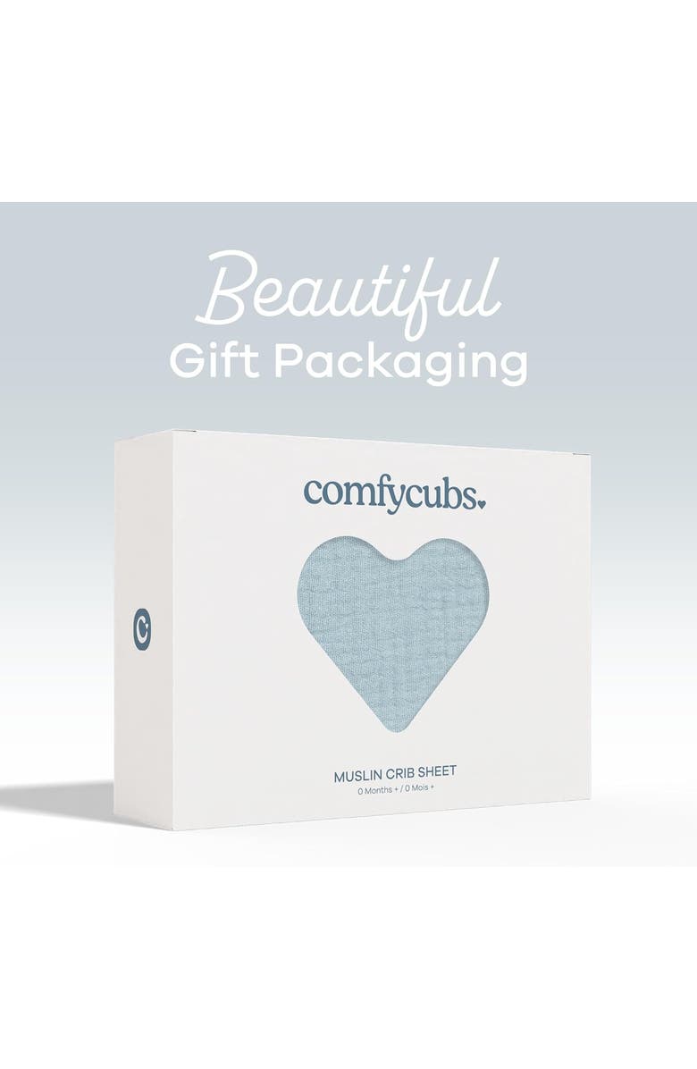 Comfy Cubs Muslin Fitted Crib Sheet, Alternate, color, Sky Blue