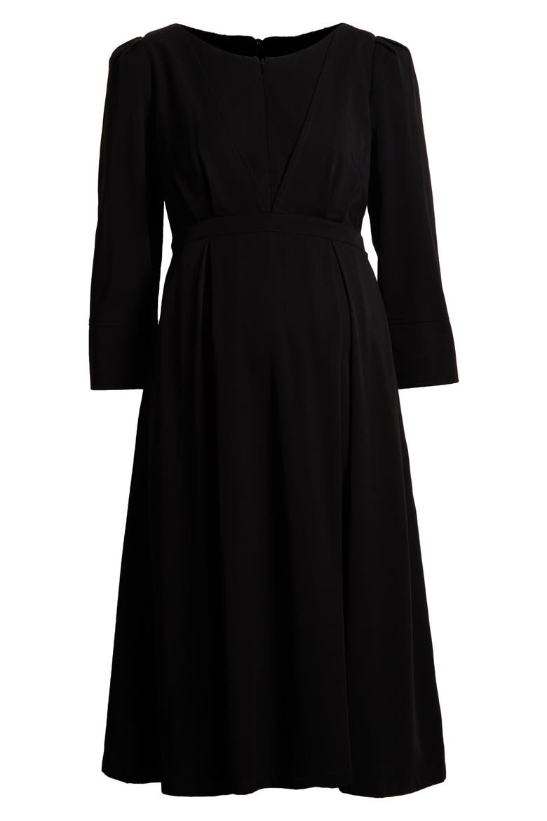 Sarah Empire Waist Maternity/Nursing Dress, Alternate, color, BLACK