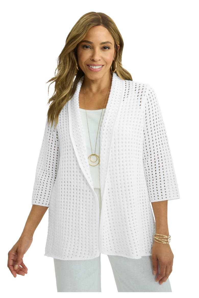 Crochet Cardigan, Alternate, color, WHITE