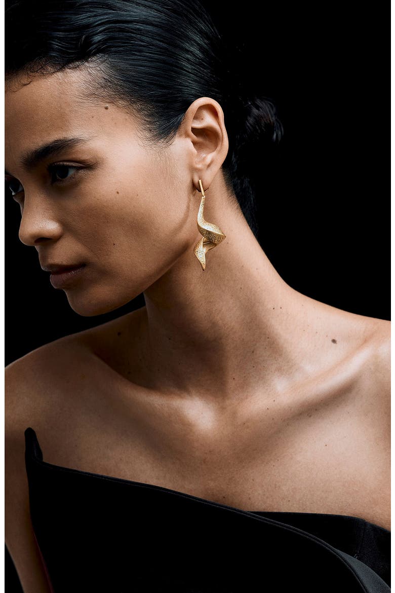 Florine Floral Twist Drop Earrings, Alternate, color, GOLD TONE