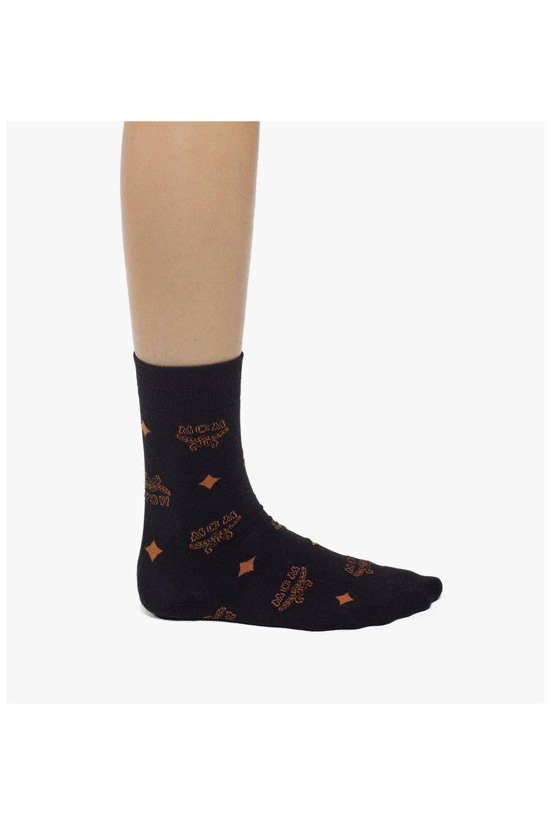 Monogram Knit Socks, Alternate, color, BLACK