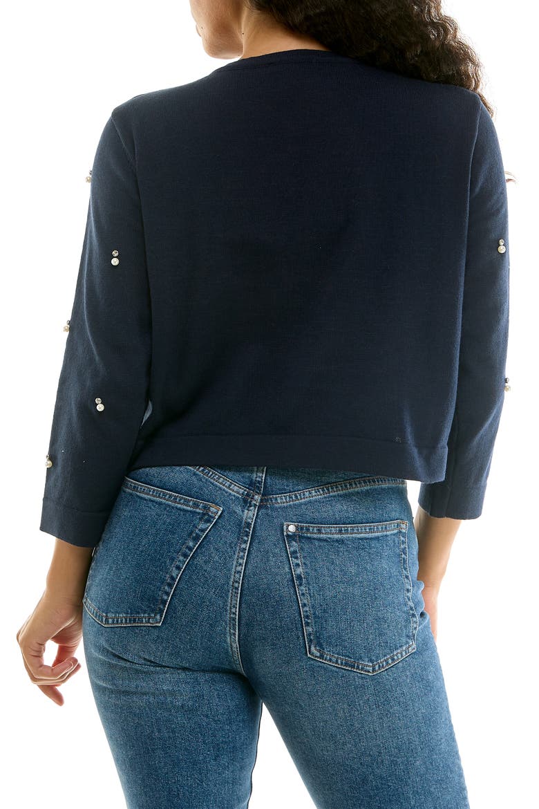 Faux Pearl & Rhinestone Bolero, Alternate, color, NAVY