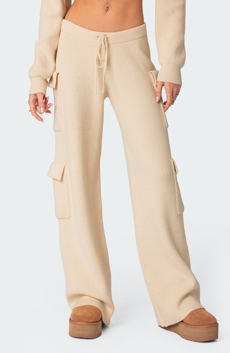 EDIKTED Wynter Cargo Sweater Pants, Alternate, color, Cream
