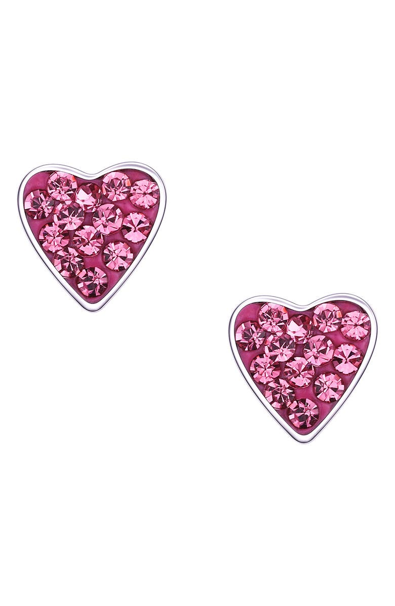 Lily Nily Kids' Crystal Heart Stud Earrings, Main, color, Pink