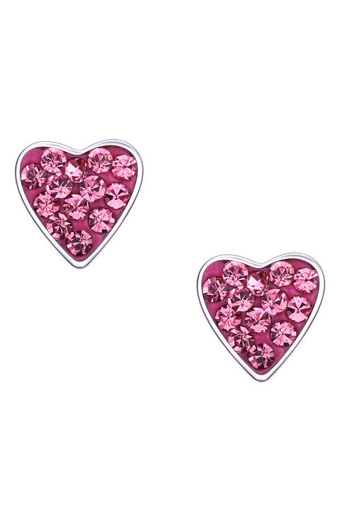 Kids' Crystal Heart Stud Earrings
