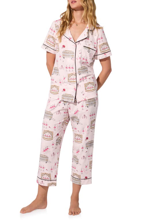 Bedhead Pajamas Print Jersey Crop Pajamas In Purple