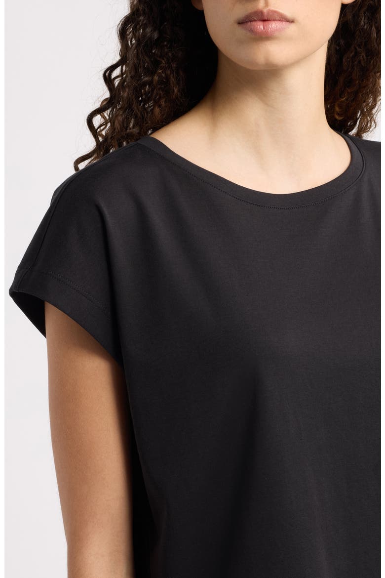 Jewel Neck Organic Cotton Pajama Top, Alternate, color, BLACK