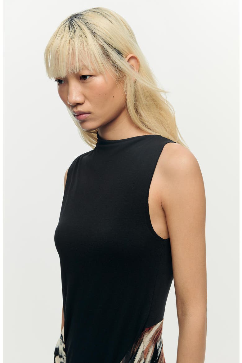 Sleeveless Midi Dress, Alternate, color, BLACK