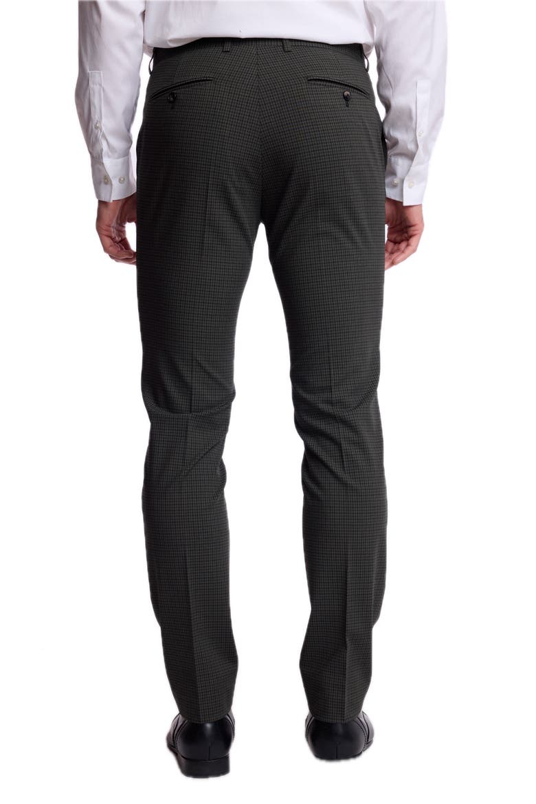Downing Slim Fit Stretch Gingham Dress Pants, Alternate, color, GREEN NAVY BLACK GINGHAM
