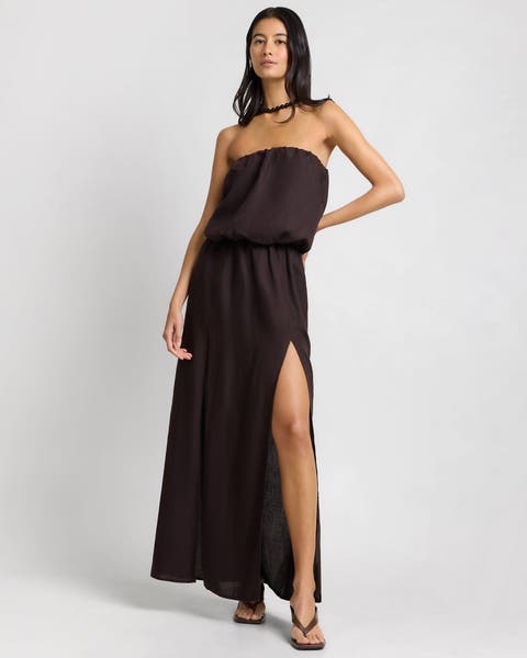 Air Linen High Slit Maxi Dress