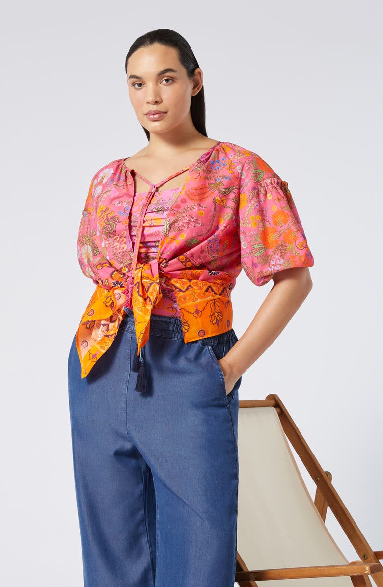 Marina Rinaldi Badess Floral Print Jacket, Alternate, color, Fuchsia