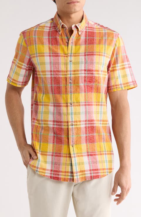 Madras Short Sleeve Button-Down Shirt