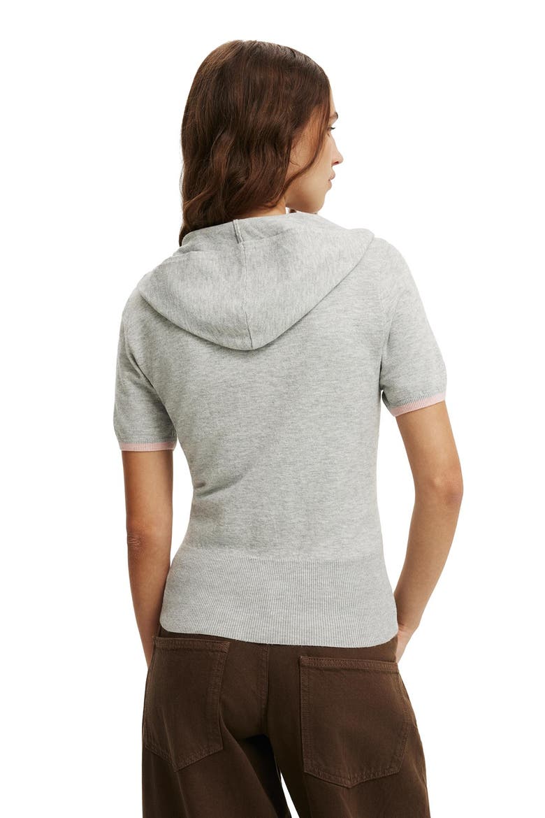Women's Cap Slv Sara Hooded Zip Knit, Alternate, color, Grey Marle Tipping