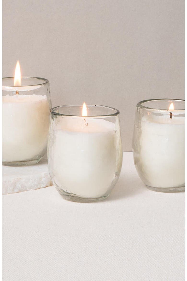 Pebbled Filled Votive Candles - Set of 3, Main, color, White
