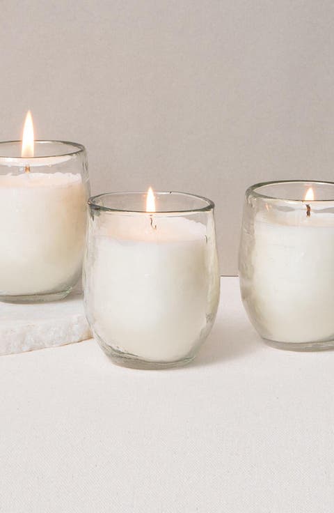 Pebbled Filled Votive Candles - Set of 3