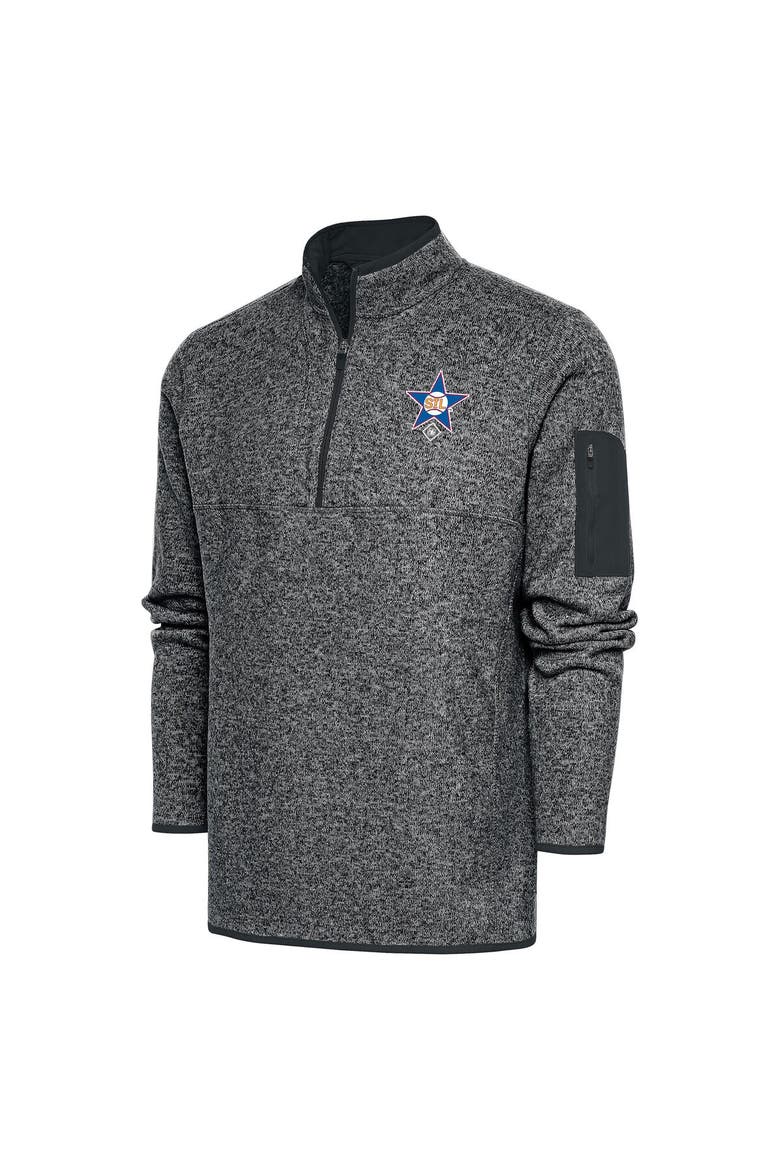 Men's Antigua Heather Charcoal St. Louis Stars Fortune Quarter-Zip Pullover Jacket, Main, color, Heather Charcoal