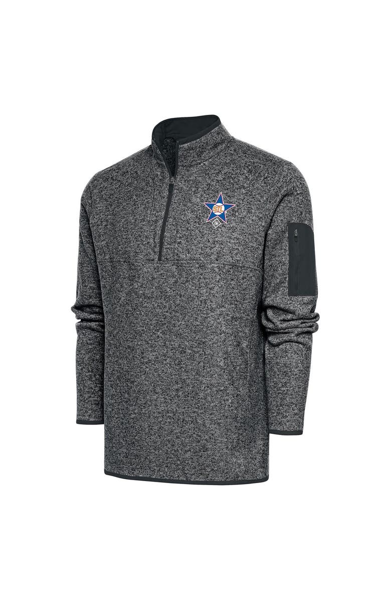 ANTIGUA Men's Antigua Heather Charcoal St. Louis Stars Fortune Quarter-Zip Pullover Jacket, Main, color,