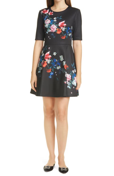 Zalena Floral Fit & Flare Dress