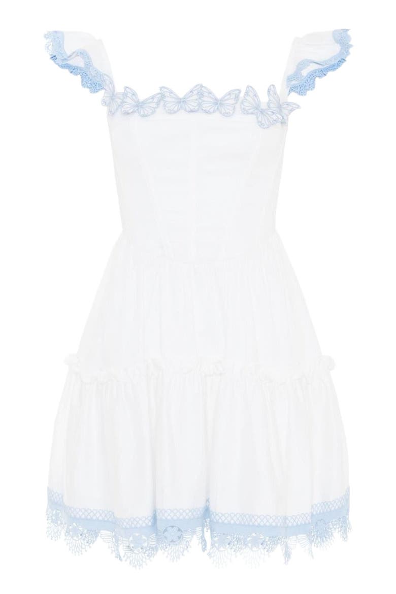 Flutter Poplin Mini Dress, Alternate, color, OFF WHITE