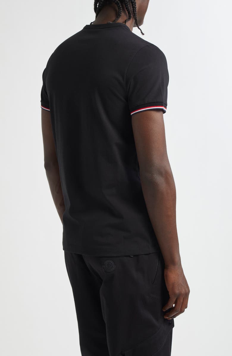 Moncler Tipped Cotton Stretch Jersey T-Shirt, Alternate, color, Black/ Black