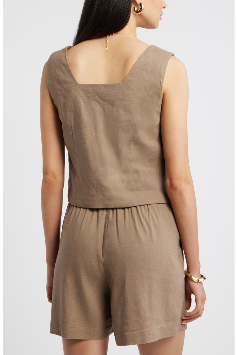 Linen Blend Shell Top, Alternate, color, BROWN LENTIL