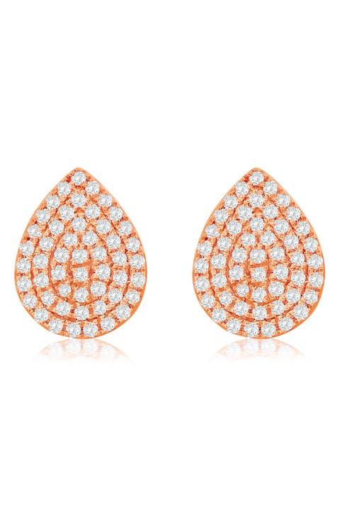 Pavé Diamond Teardrop Stud Earrings