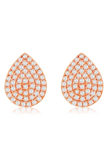 Suzy Levian Diamonds Pavé Diamond Teardrop Stud Earrings In Pink