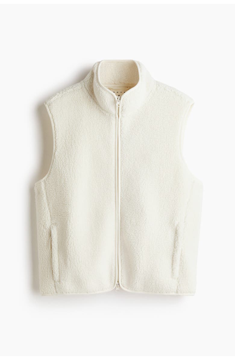 H&M Loose Fit Teddy Sports Gilet, Main, color, Ivory