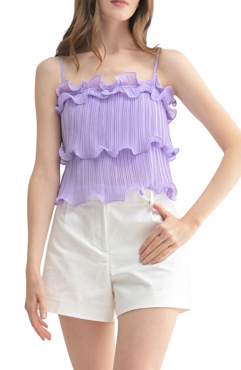 Pleated Ruffle Tiered Crop Top