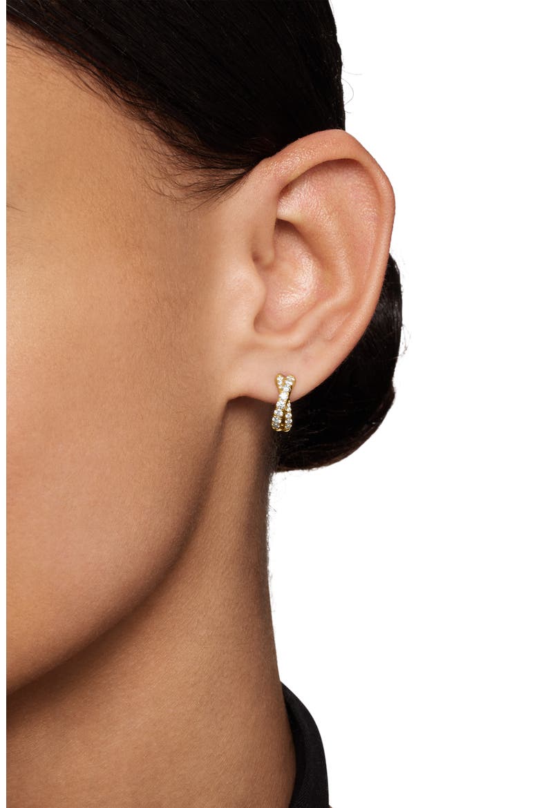 Pavé Crossover Hoop Earrings in 18K Gold with Diamonds, 12mm, Alternate, color, 18K YELLOW GOLD