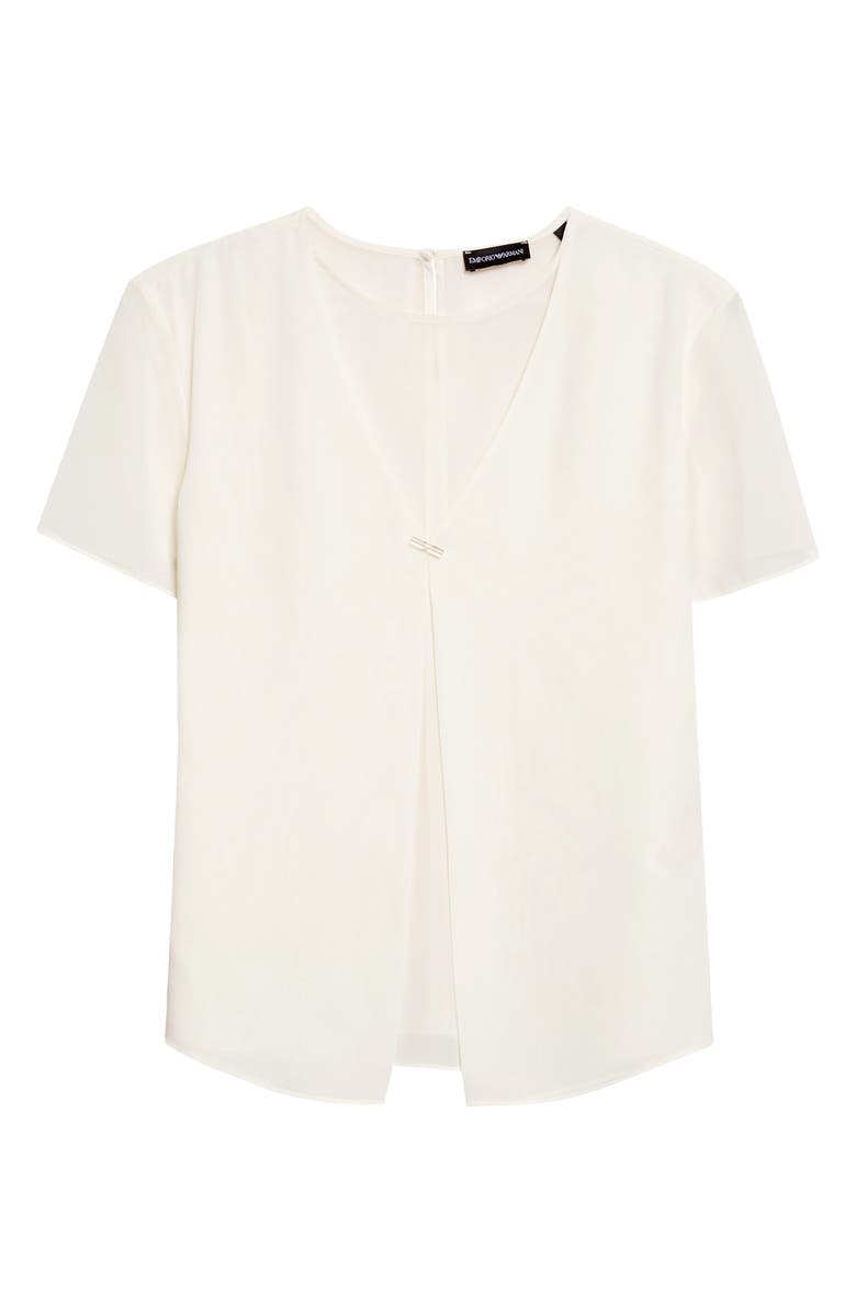 Emporio Armani Techno Georgette Top, Main, color, Ivory