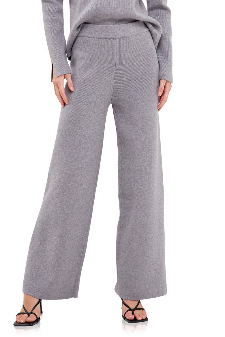Wide Leg Knit Pants, Main, color, GREY