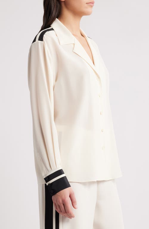 Frame The Silk Pajama Button-up Shirt In Alabaster Multi