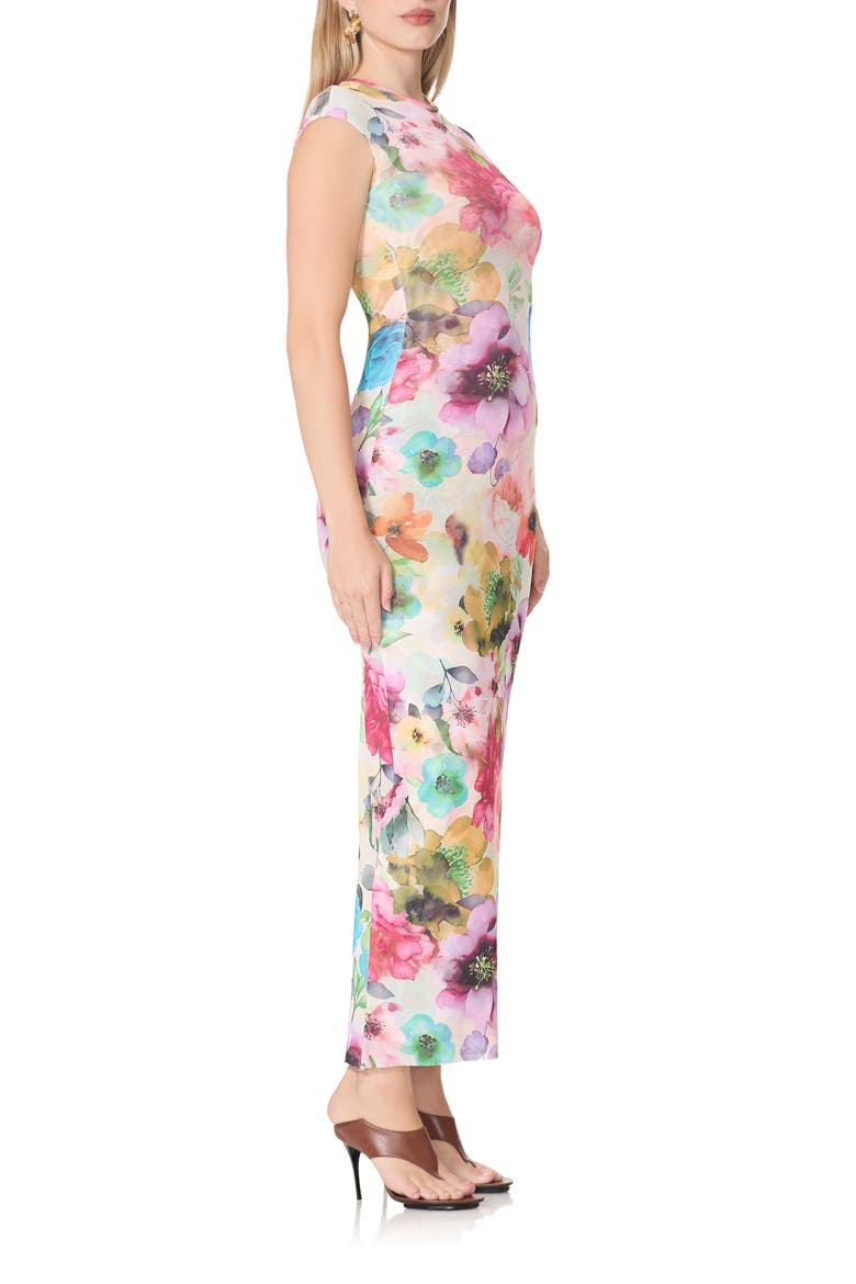 Mylo Print Mesh Maxi Dress, Alternate, color, WATERCOLOR BLOSSOM