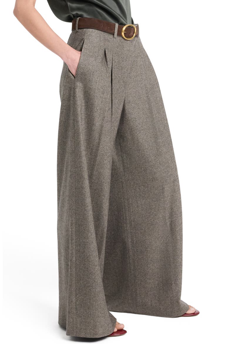 Avery Herringbone Wool Blend Wide Leg Pants, Alternate, color, TEA MULTI