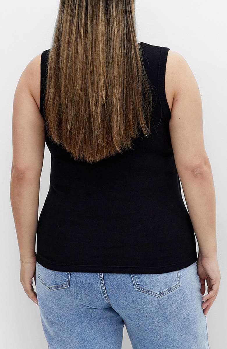 City Chic Lana Stretch Cotton Rib Tank, Alternate, color, Black