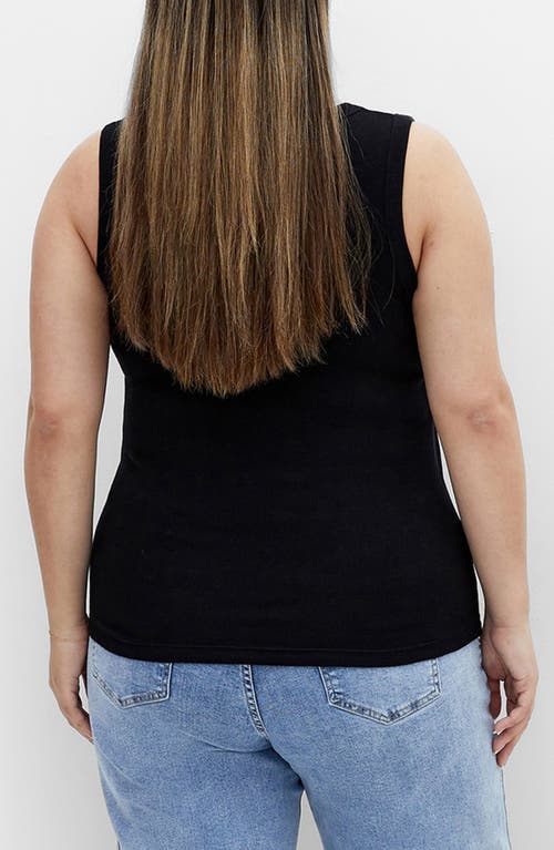 City Chic Lana Stretch Cotton Rib Tank In Black