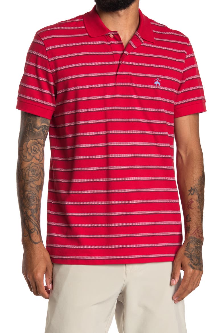 Stripe Print Polo, Main, color, OPEN RED