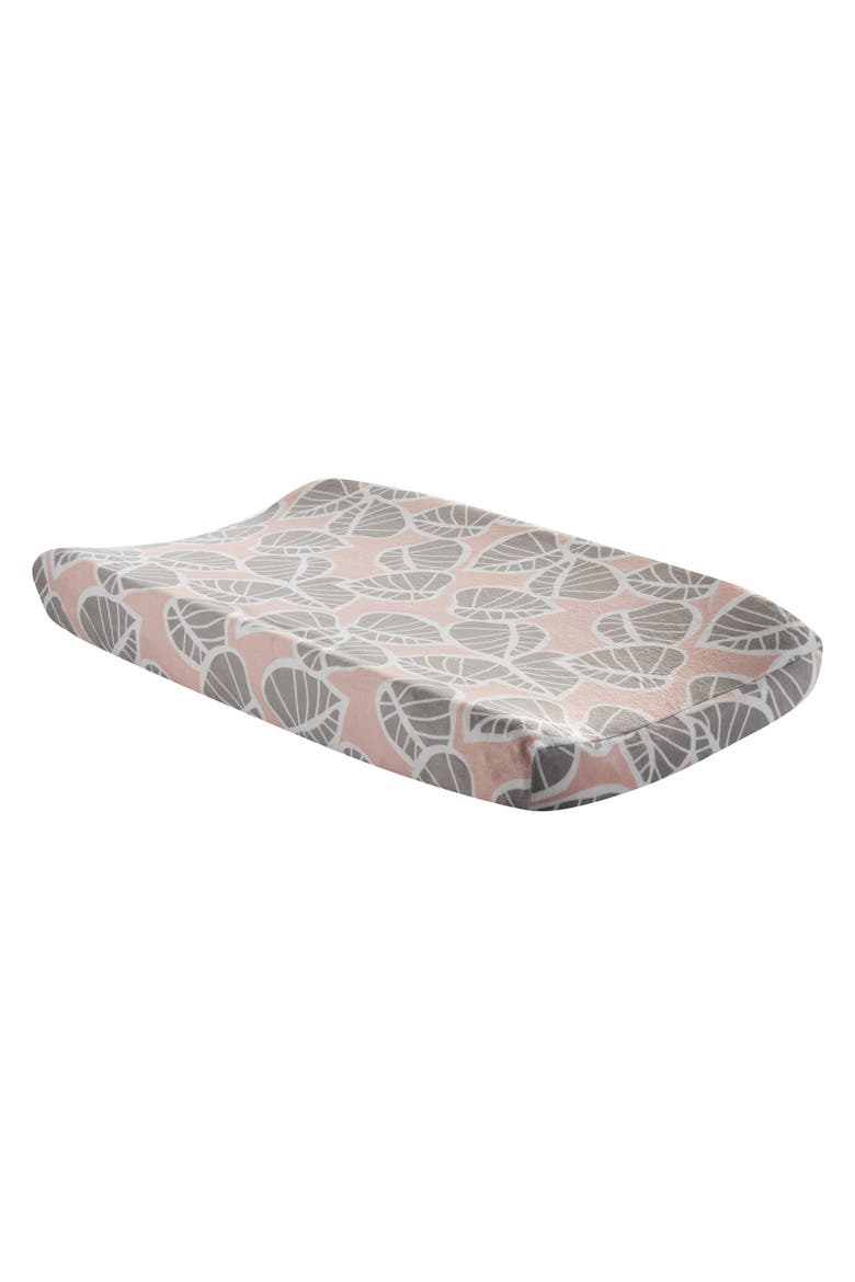 Calypso Leaf Print Baby Changing Pad Cover, Main, color, Pink
