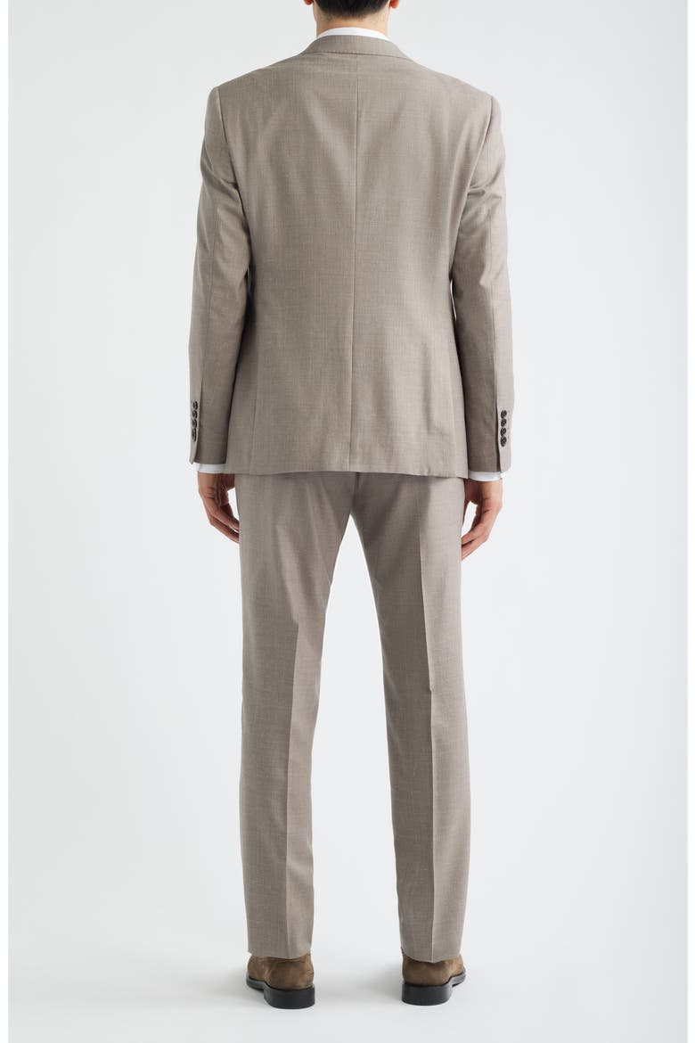 Tan Mélange Wool & Silk Blend Peak Lapel Suit, Alternate, color, TAN