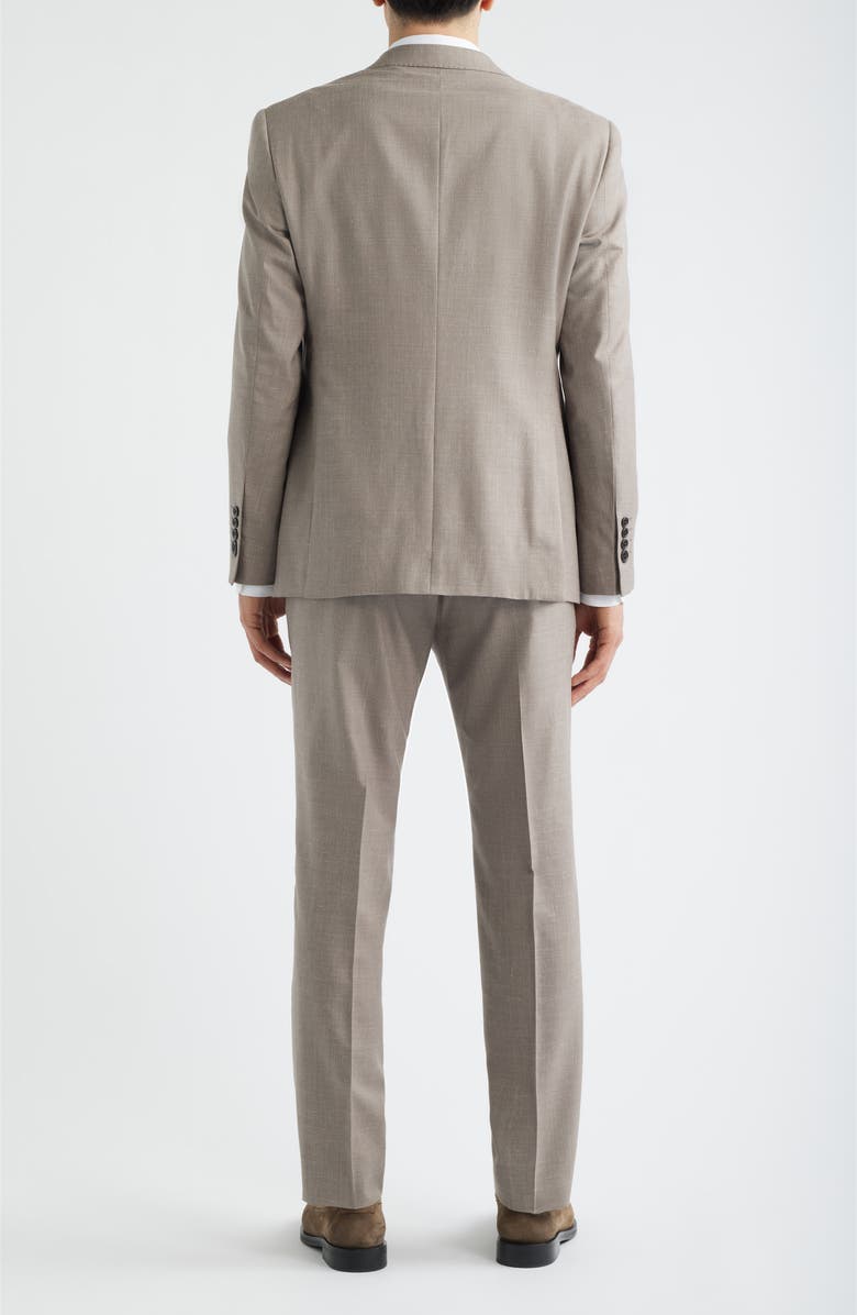 Emporio Armani Tan Mélange Wool & Silk Blend Peak Lapel Suit, Alternate, color, Tan